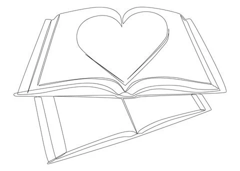 One continuous line of Book with Heart. Thin Line Illustration vector conce.. Stockillustratie
