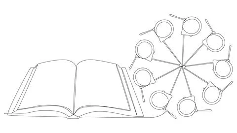 One continuous line of Book with Ruler tape. Thin Line Illustration vector .. Stock Illustration