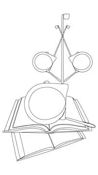 One continuous line of Book with Ruler tape. Thin Line Illustration vector .. Stock Illustration