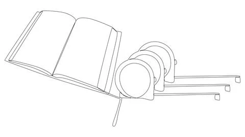 One continuous line of Book with Ruler tape. Thin Line Illustration vector .. Stock Illustration