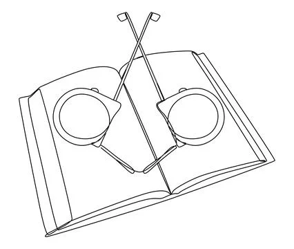 One continuous line of Book with Ruler tape. Thin Line Illustration vector .. Stock Illustration