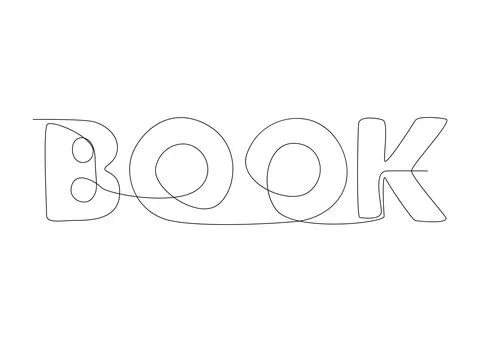 One continuous line of Book word. Thin Line Illustration vector concept. Co.. Stock Illustration