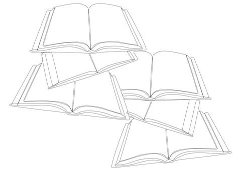 One continuous line of books. Thin Line Illustration vector concept. Contou.. Illustrazione stock