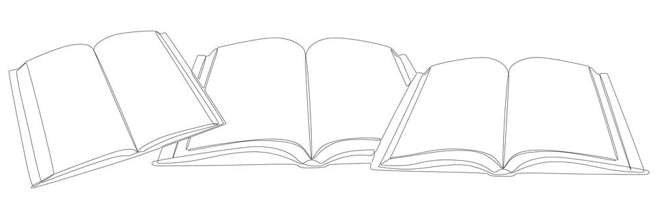 One continuous line of books. Thin Line Illustration vector concept. Contou.. Stock Illustration