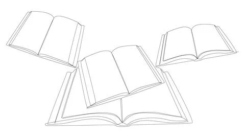 One continuous line of books. Thin Line Illustration vector concept. Contou.. Illustrazione stock