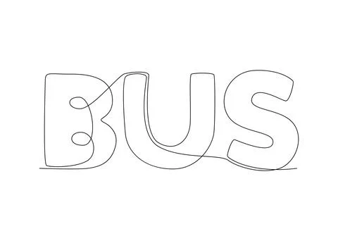 One continuous line of Bus word. Thin Line Illustration vector concept. Con.. Stock Illustration