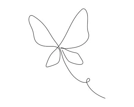 One continuous line butterfly vector illustration. Single line hand drawn sketch Stock Illustration
