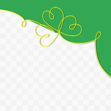 One Continuous line Clover Leaf Right Corner Frame border St Patrick Day Stock Illustration