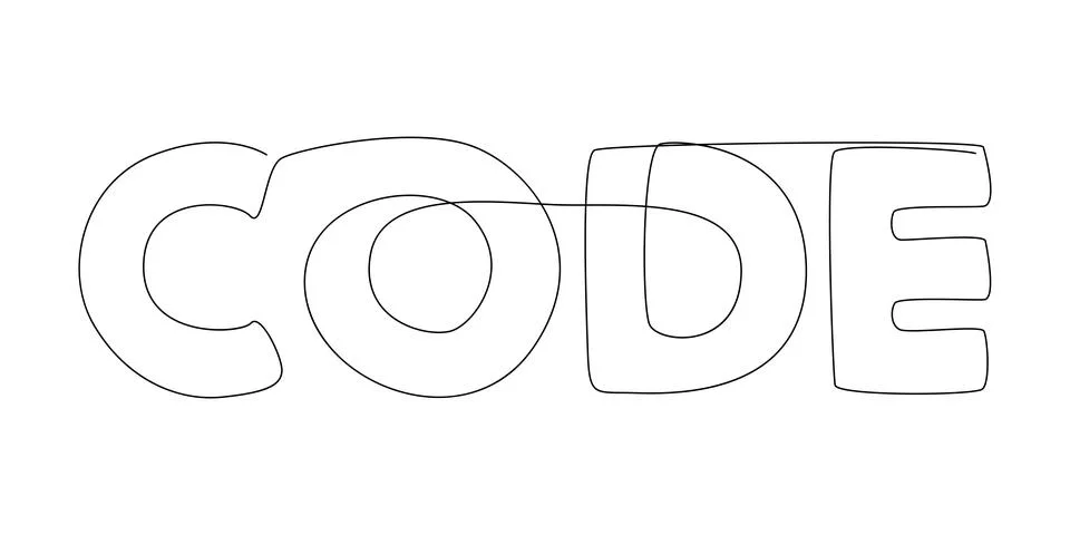 One continuous line of Code word. Thin Line Illustration vector concept. Co.. 스톡 일러스트