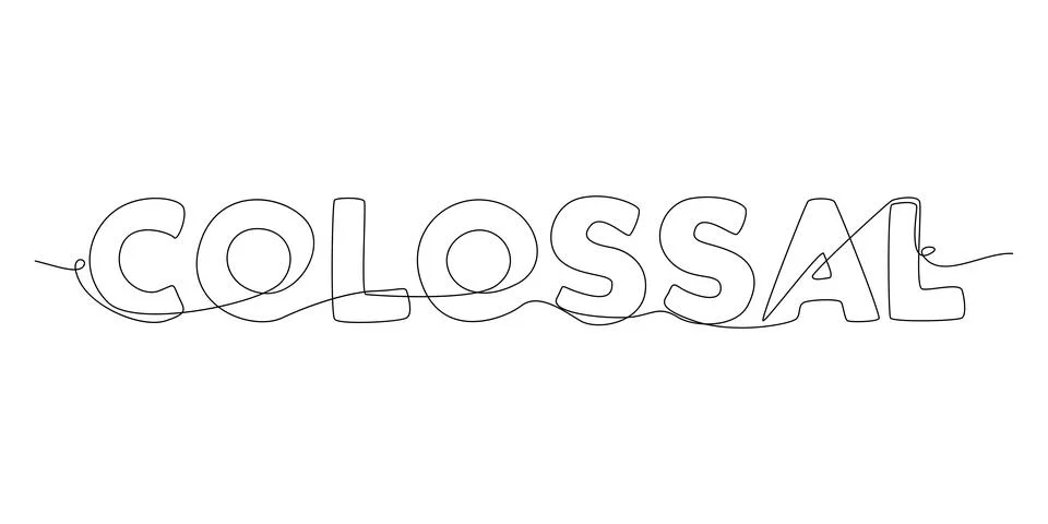One continuous line of Colossal word. Thin Line Illustration vector concept.. Stock Illustration