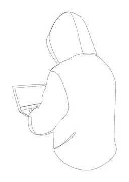 One continuous line of a Computer Hacker. Thin Line Illustration vector con.. Stock Illustration