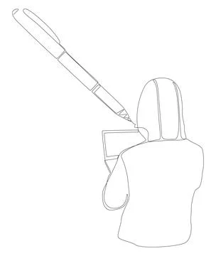 One continuous line of Computer Hacker drawn by with felt tip pen. Thin Lin.. Stock-Illustration