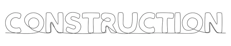 One continuous line of Construction word. Thin Line Illustration vector con.. Stock Illustration