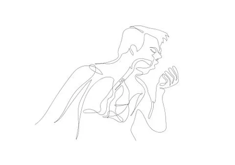 One continuous line of Coronavirus COVID-19 Stock-Illustration