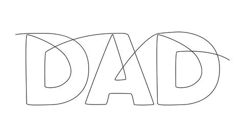 One continuous line of Dad word. Thin Line Illustration vector concept. Con.. Stock Illustration