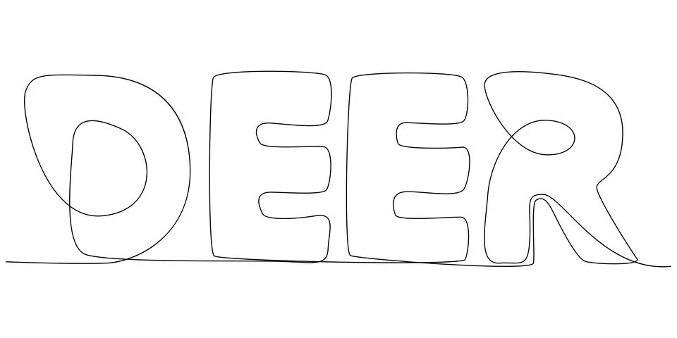 One continuous line of Deer word. Thin Line Illustration vector concept. Co.. Stock-Illustration