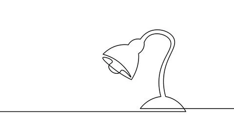 One continuous line desk table lamp. Household furniture electric technology Stock Illustration