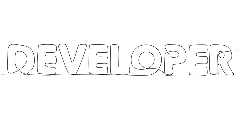 One continuous line of Developer word. Thin Line Illustration vector concep.. イラスト素材