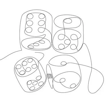 One continuous line of Dices. Thin Line Illustration vector concept. Contou.. Stock Illustration