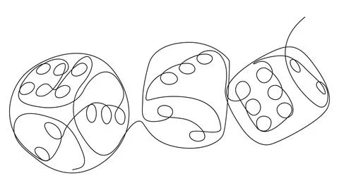 One continuous line of Dices. Thin Line Illustration vector concept. Contou.. Иллюстрация