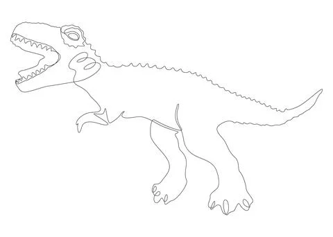 One continuous line of Dinosaur. Thin Line Illustration vector concept. Con.. Illustrazione stock