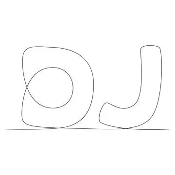 One continuous line of DJ word. Thin Line Illustration vector concept. Cont.. Stock Illustration