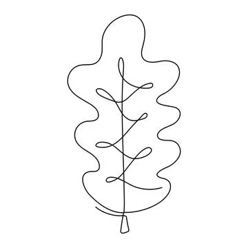 One Continuous line drawing abstract Autumn leaf. Minimal botany hand drawn n Stock Illustration