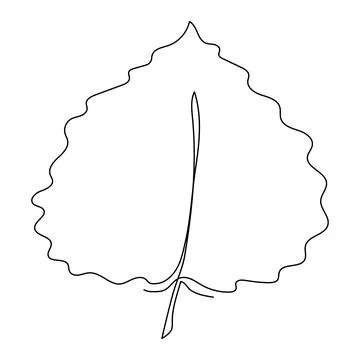 One continuous line drawing of abstract autumn leaf. Contour drawing with e.. Stock Illustration