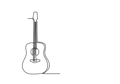 One continuous line drawing of acoustic guitar Illustrazione stock
