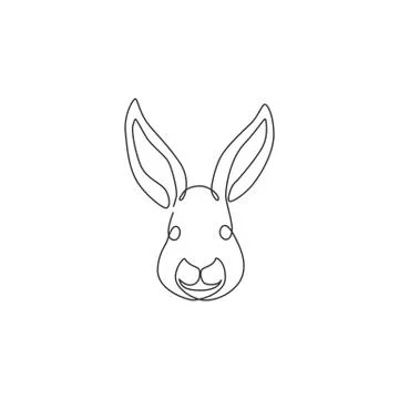 One continuous line drawing of adorable rabbit head for animal lover club Illustrazione stock