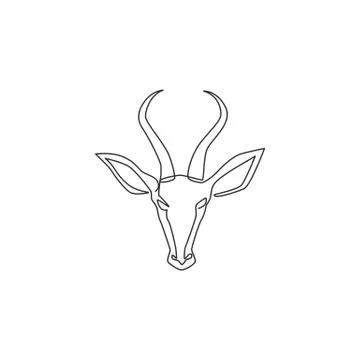 One continuous line drawing of adorable antelope head for company logo Stock Illustration