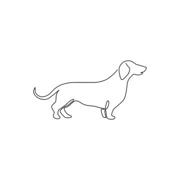 One continuous line drawing of adorable dachshund dog for logo identity Illustrazione stock