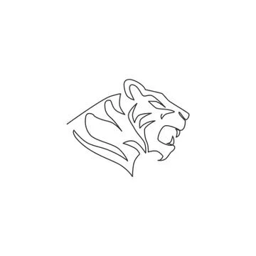 One continuous line drawing of African tiger head for company logo identity Stock-Illustration