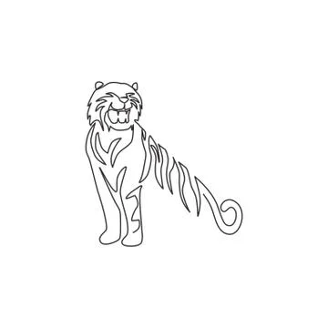 One continuous line drawing of African tiger for company logo identity Stock Illustration