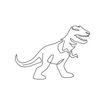 One continuous line drawing of aggressive t-rex prehistory animal for logo Illustrazione stock