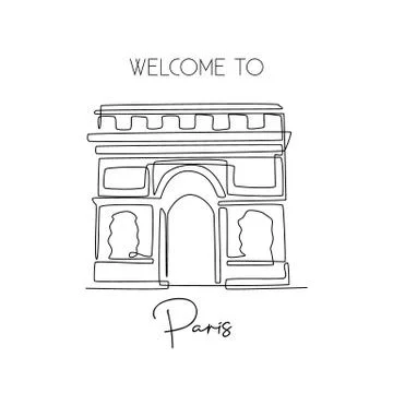 One continuous line drawing of Arc de Triomphe. Historical iconic place Stock-Illustration