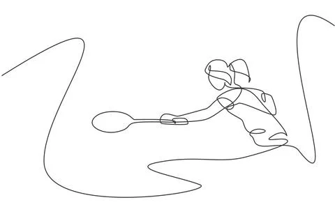 One continuous line drawing of badminton player hit shuttlecock with racket Illustrazione stock