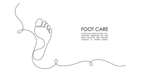 One continuous line drawing of bare foot. Elegance female leg in simple linear Stock Illustration