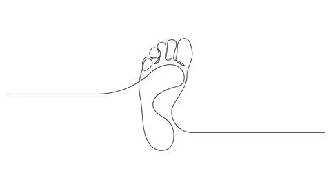 One continuous line drawing of bare foot. Elegance female leg in simple linear Illustrazione stock