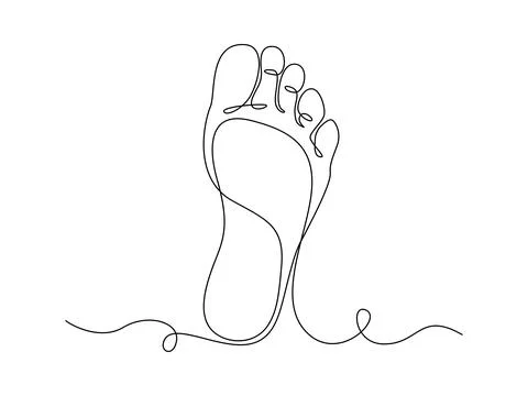One continuous line drawing of bare foot. Elegance female leg in simple linear Stock Illustration