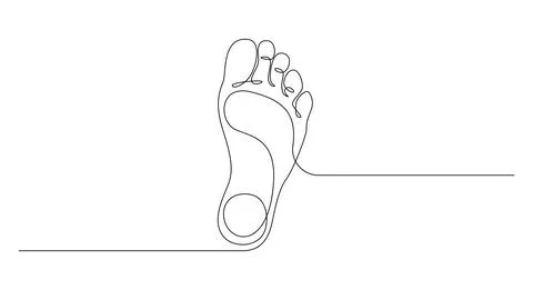 One continuous line drawing of bare foot. Elegance female leg in simple linear Stock Illustration