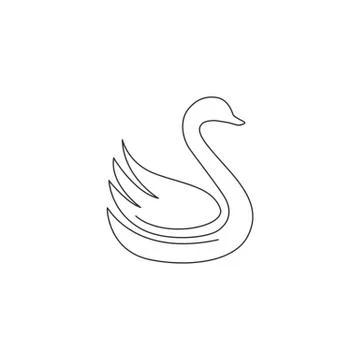One continuous line drawing of beautiful swan for wedding organizer logo イラスト素材