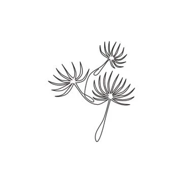 One continuous line drawing of beauty fresh taraxacum for home decor wall art Illustrazione stock