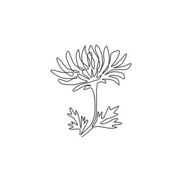 One continuous line drawing beauty fresh chrysanthemum for garden logo イラスト素材