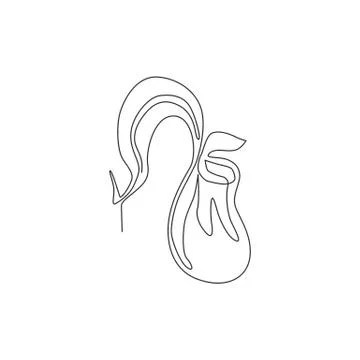 One continuous line drawing of beauty fresh nepenthes for home wall art decor Illustrazione stock