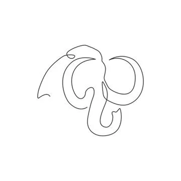 One continuous line drawing of big mammoth company logo identity. Prehistoric Illustrazione stock