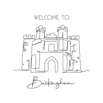 One continuous line drawing Buckingham Old Gaol landmark. Old palace Stock Illustration