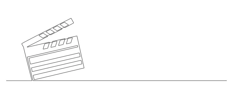 One continuous line drawing of clapper board. Clapperboard sign for action movie Stock Illustration