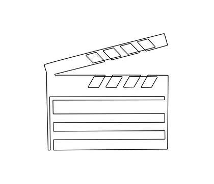 One continuous line drawing of clapper board. Clapperboard icon for action movie Stock Illustration