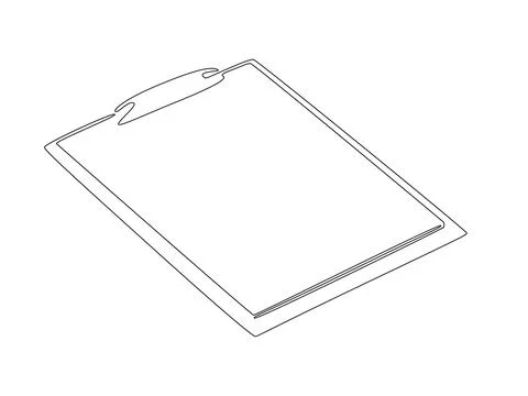One continuous line drawing of Clipboard with checklist. Concept test and to do Stock Illustration